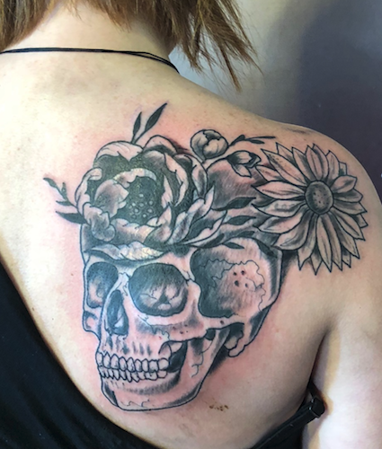 Tattoos - skull flowers - 138145